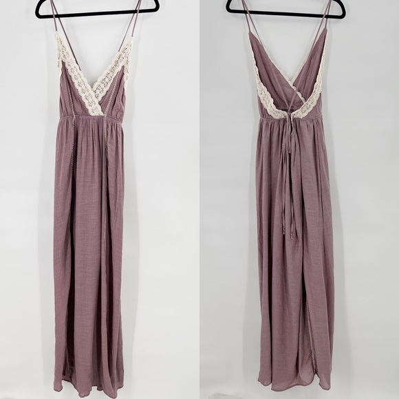 Wishlist purple spaghetti strap v neck dress with lace - Picture 1 of 7